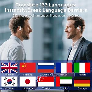 Наушники для перевода AI, Bluetooth 5.4, беспроводные наушники с поддержкой 133 языков, 60 часов автономной работы, 5 режимов перевода synthetic.ua - Фото 1