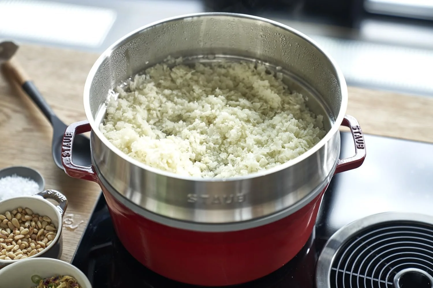 Каструля Staub 40510-601-0 кругла зі вставкою для пари 26 см Вишневий, фото №4