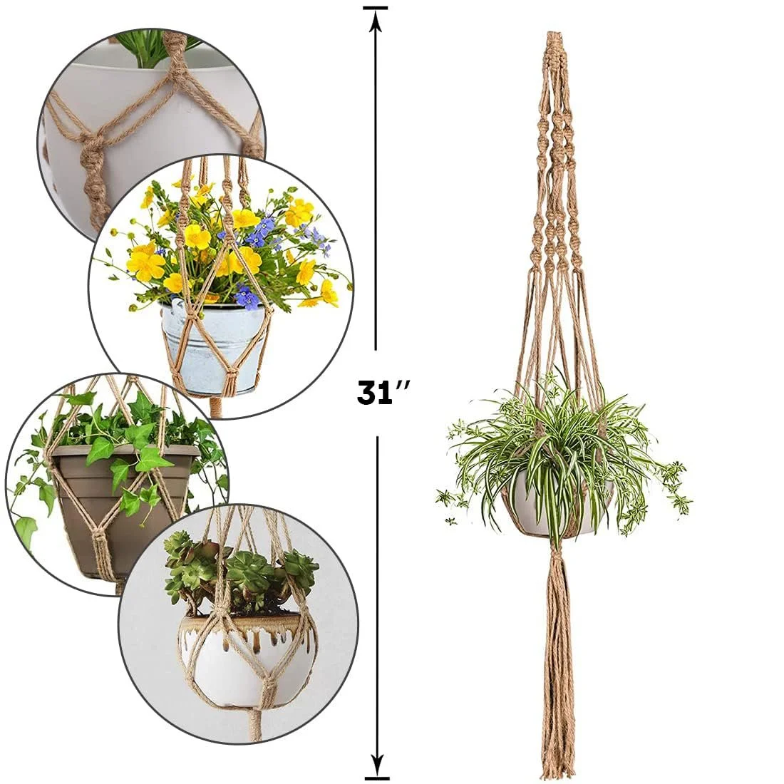 Подвесная корзина макраме LINXIU 2 шт. 80 см, фото №2
