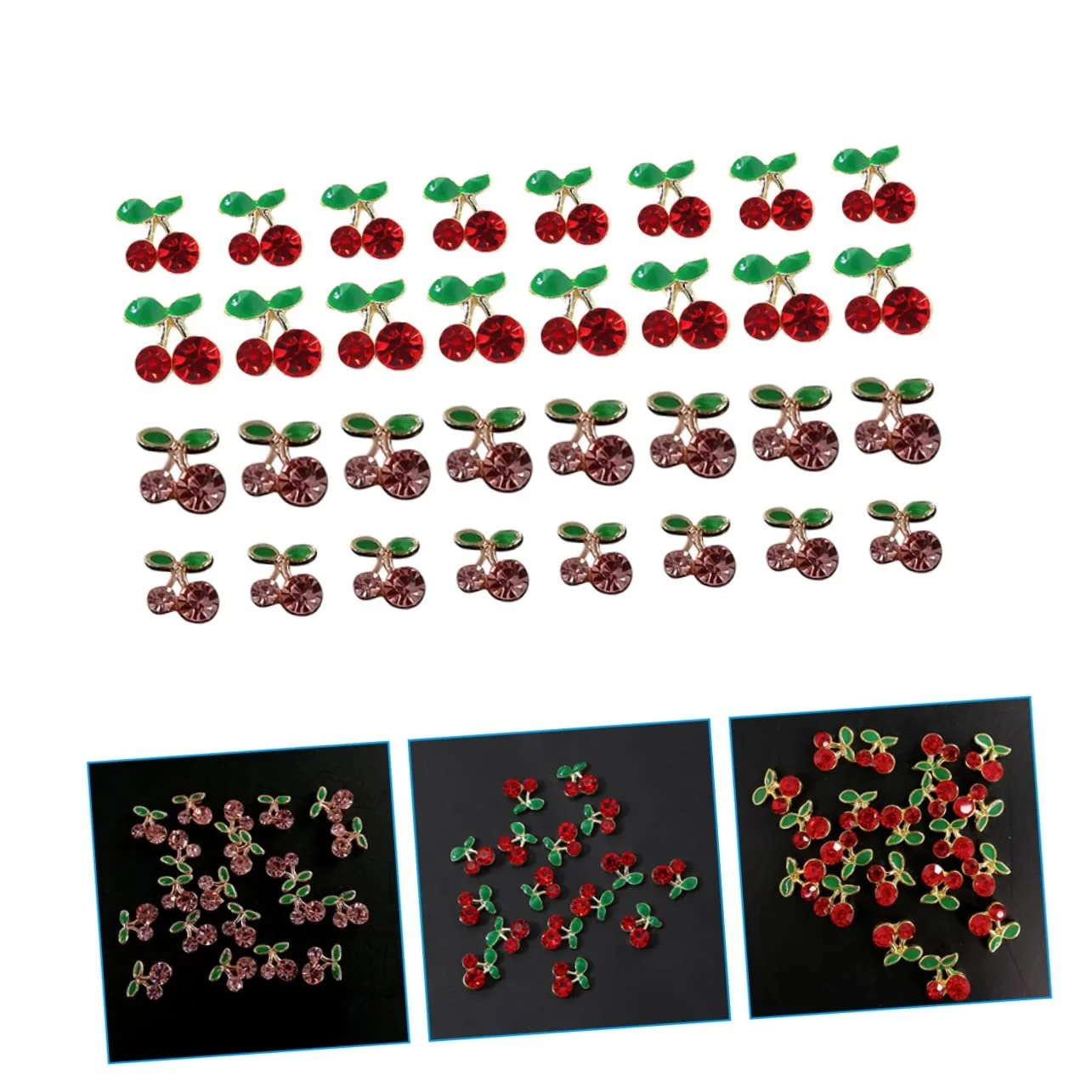 Украшение для ногтей Mipcase Вишня, 160 шт., золотой декор для маникюра с камнями и блестками, фото №5