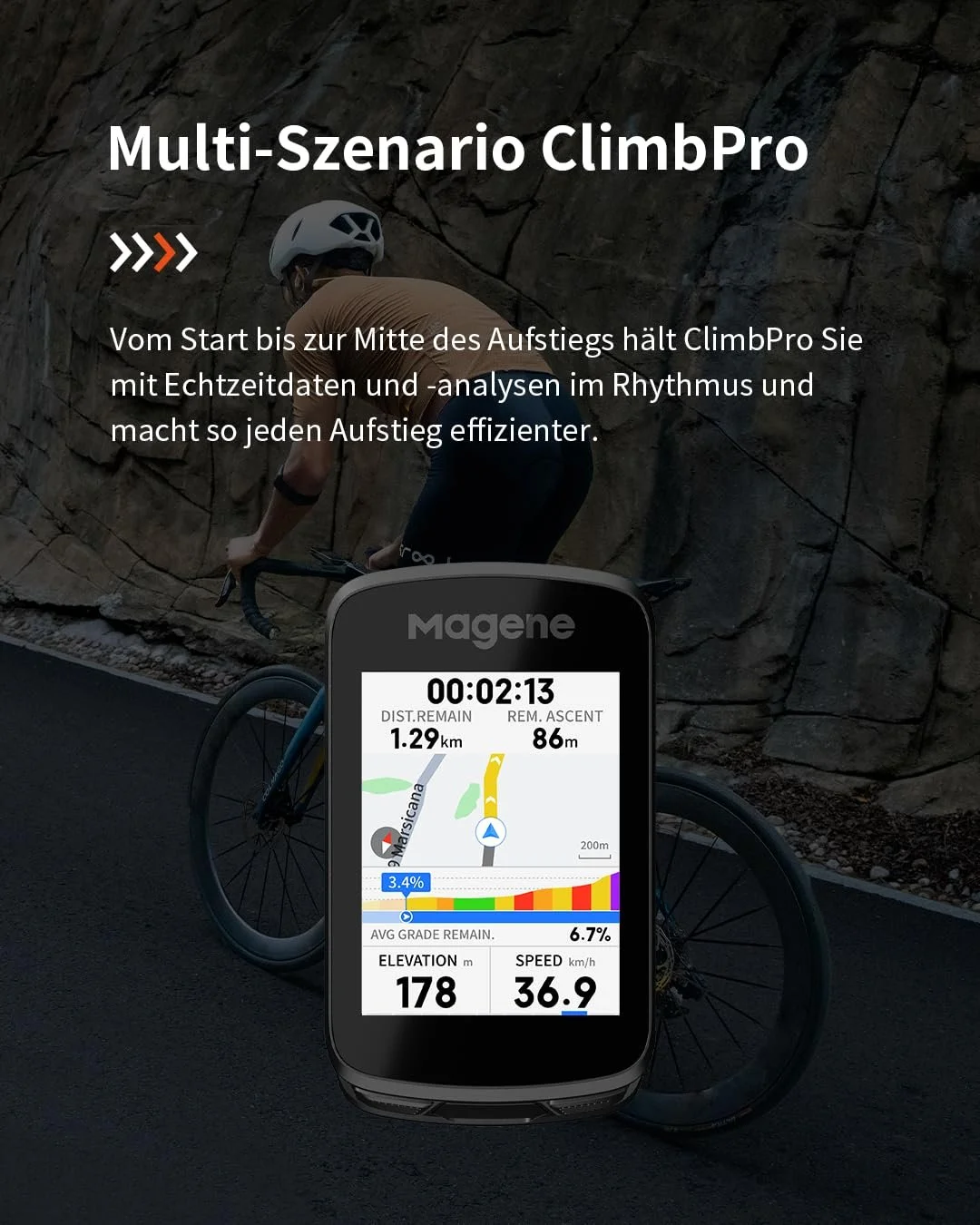 Велокомпьютер Magene C606 Pro GPS 2.8 дюйма цветной сенсорный экран ClimbPro Navigation Bluetooth ANT+ WiFi, фото №4