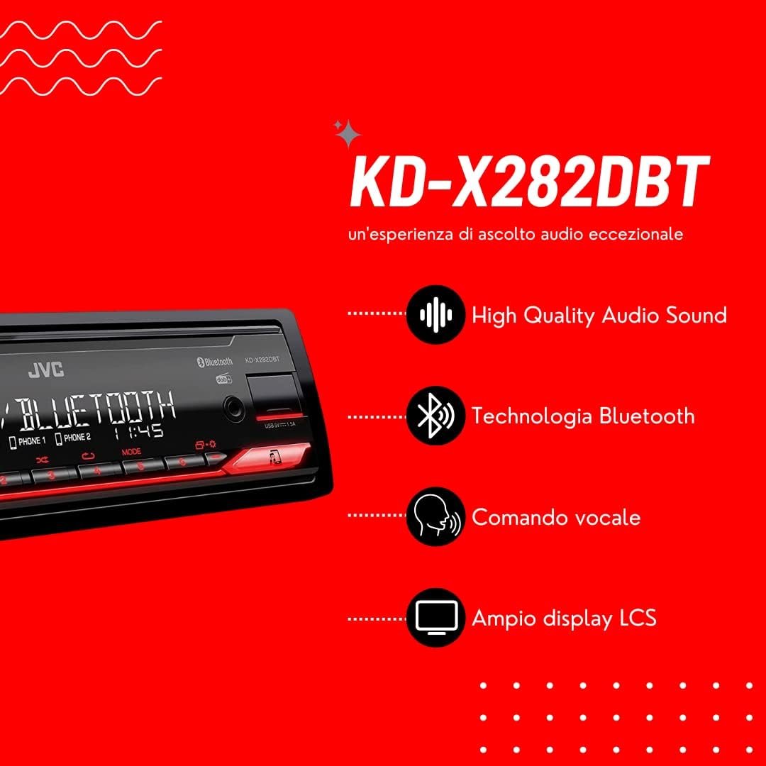 Автомагнітола JVC KD-X282DBT / Bluetooth / USB / AUX / DAB+ / 1DIN, фото №4
