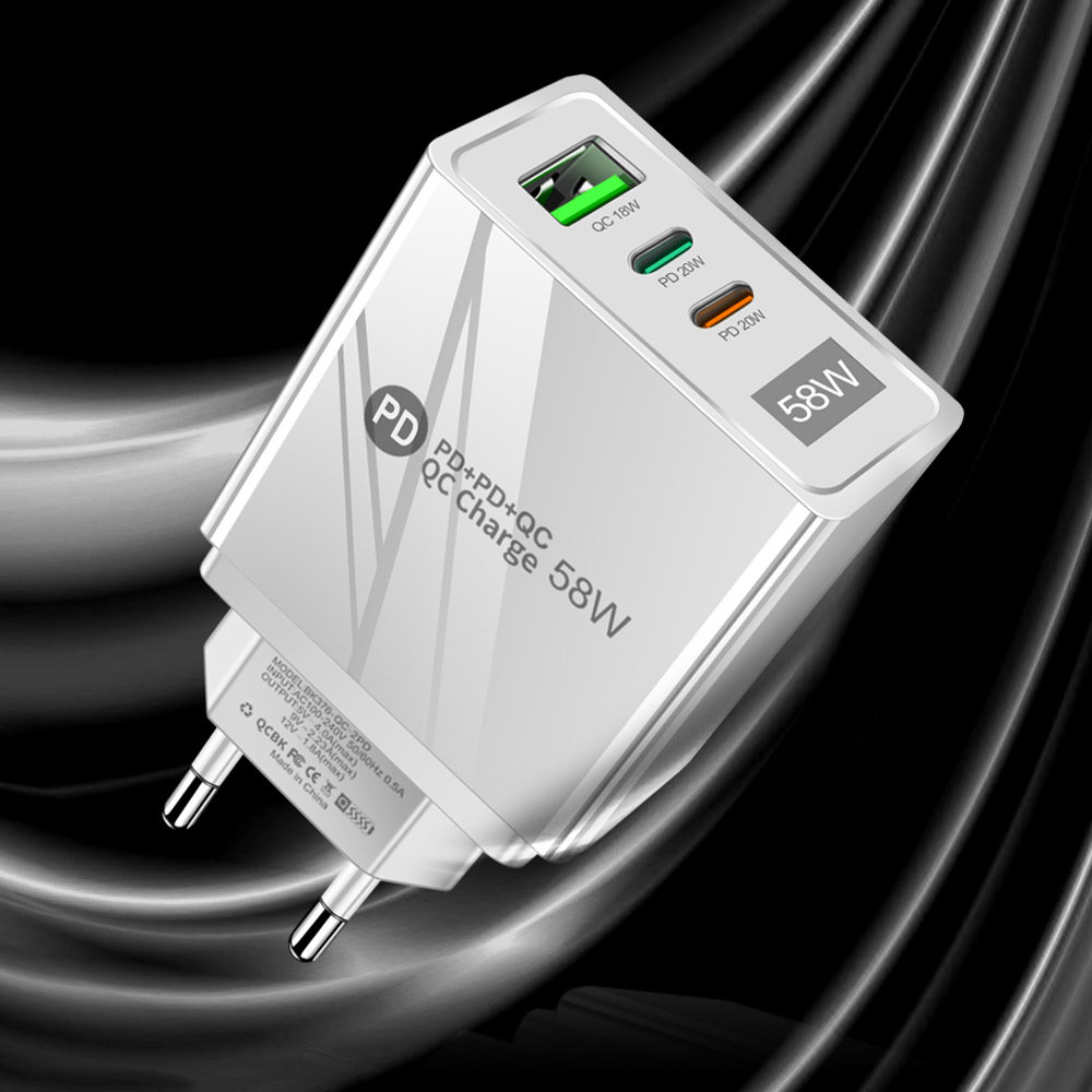 Сетевое зарядное устройство Mirrow USB 2-Type-C Super Charge/Quick Charge 3.0 PD 58W White, фото №3