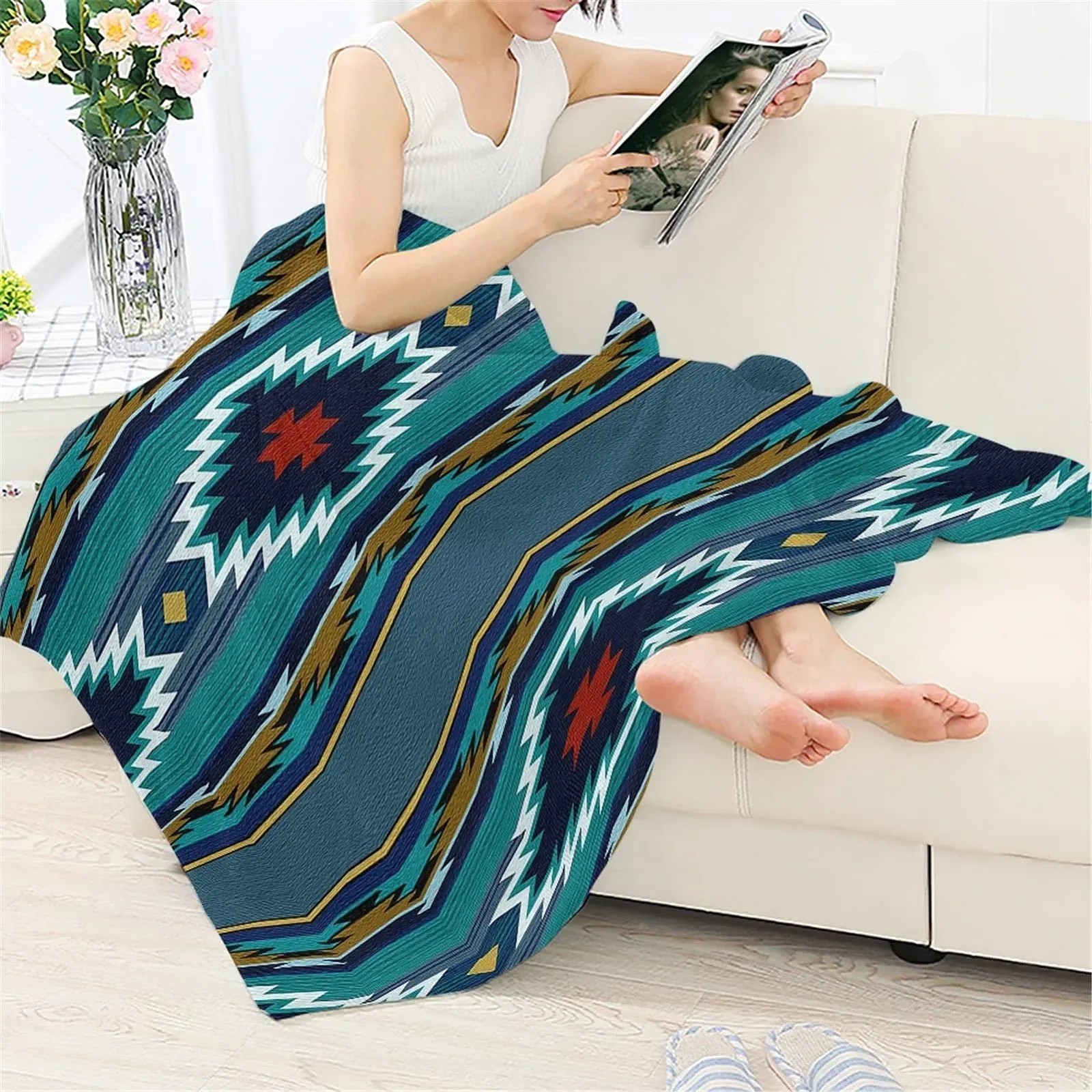 Плед CLOHOMIN Aztec Роскошный для дивана для Женщин Мужчин Детей Винтаж Индийский Племенной Принт Покрывало для Кемпинга Постельное Белье Зеленый Ацтекский Узор Большой 122x150см, фото №3 Плед CLOHOMIN Aztec Роскошный для дивана для Женщин Мужчин Детей Винтаж Индийский Племенной Принт Покрывало для Кемпинга Постельное Белье Зеленый Ацтекский Узор Большой 122x150см, фото №3