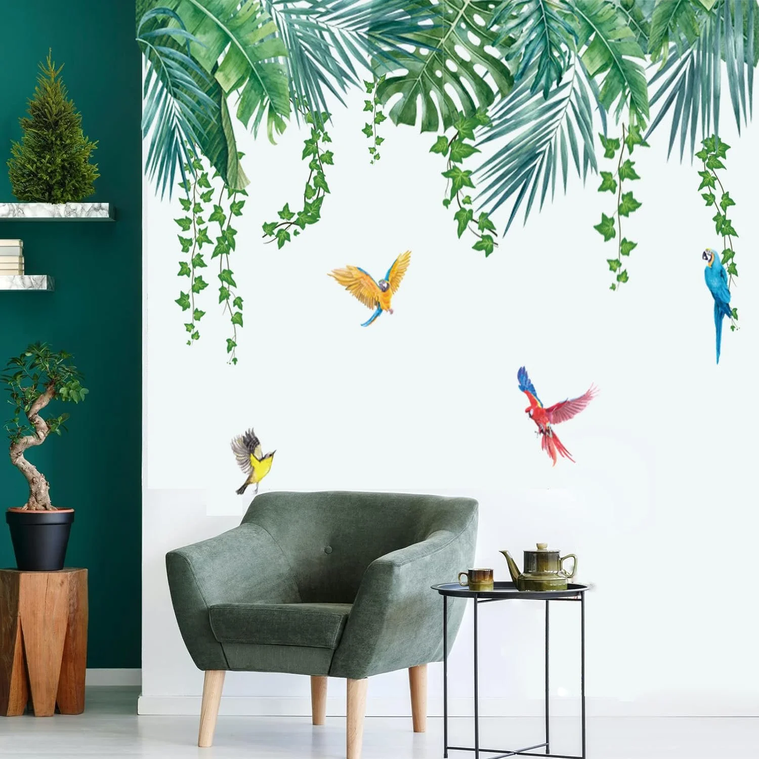 Наклейка на стіну KAIRNE Кульбаба Квіти Кольорова Рослини Листя, фото №3