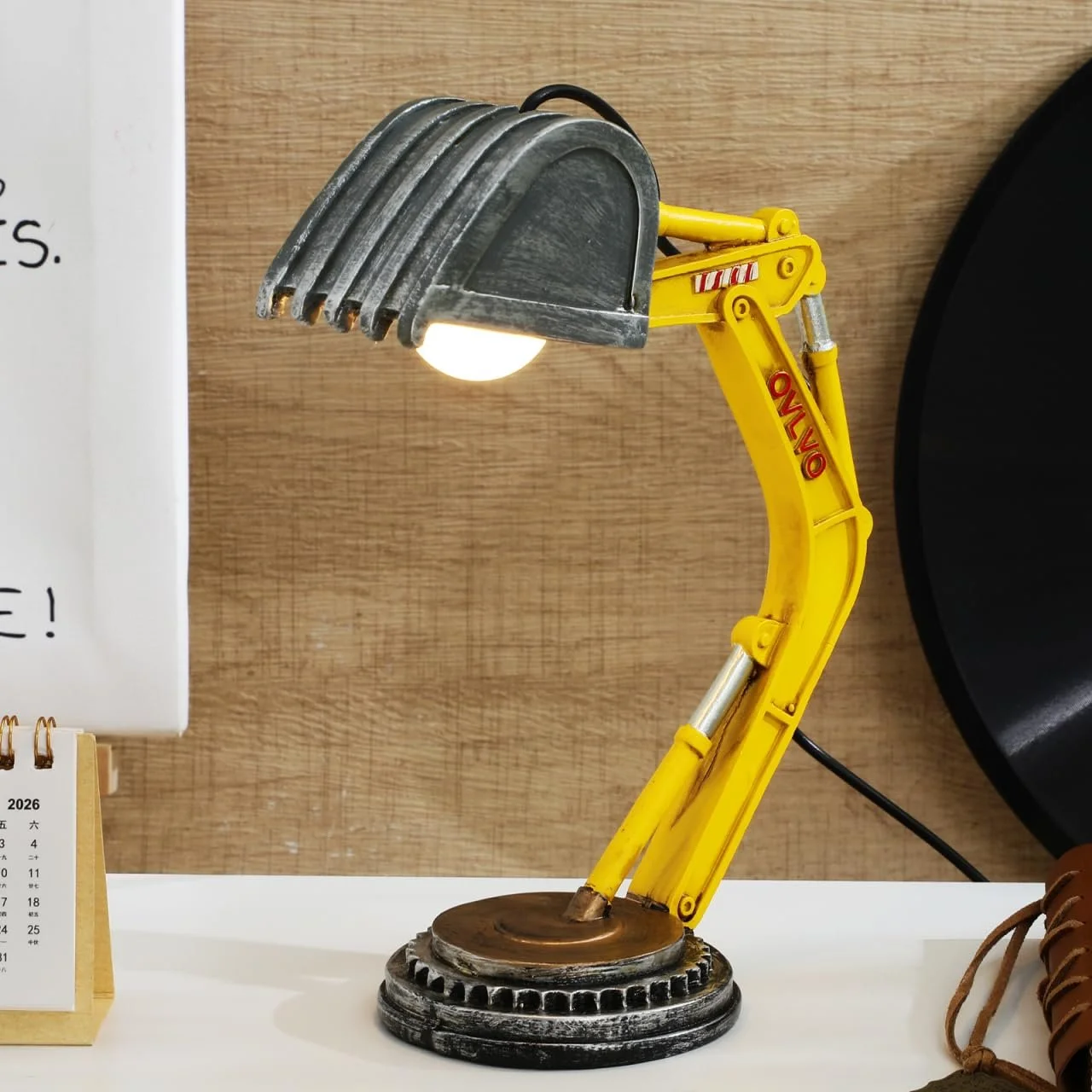 Настільна лампа UKCOCO Дитяча Екскаватор Нічник USB Жовта, фото №8