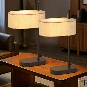 Настільна лампа CBJKTX Bedside Lamp Vintage E14 набір із 2 шт. чорна - Фото 1