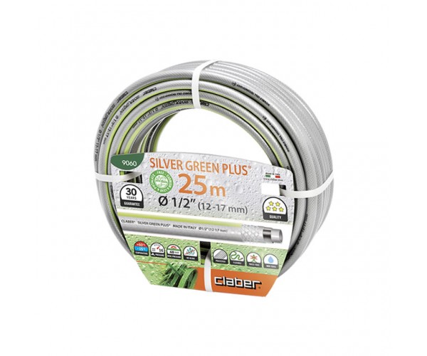 Шланг поливальний 1/2" 25м Silver Green Plus сірий з салатовою полосою, фото №1