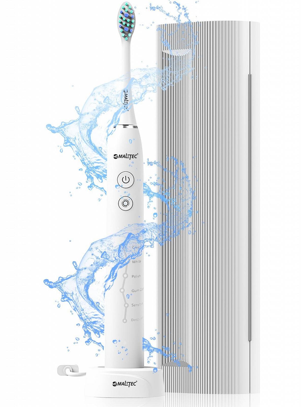 Електрична зубна щітка MalTec Sonic водонепроникна, 6 програм Біла, фото №1