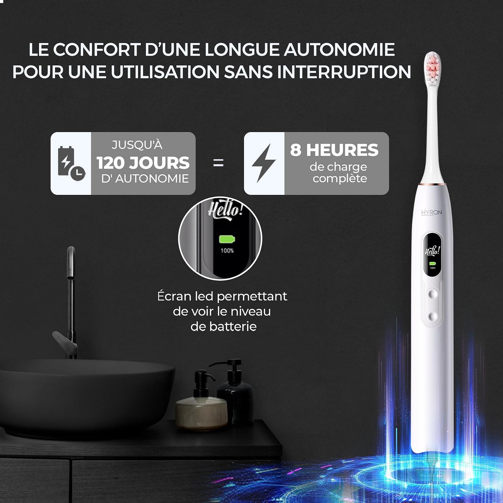 Електрична Зубна Щітка HYRON Pro Звукова 5 Режимів Білий, фото №3