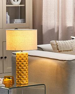 Настільна лампа Beliani Balonne 49 см керамічна елегантна жовта synthetic.ua - Фото 1