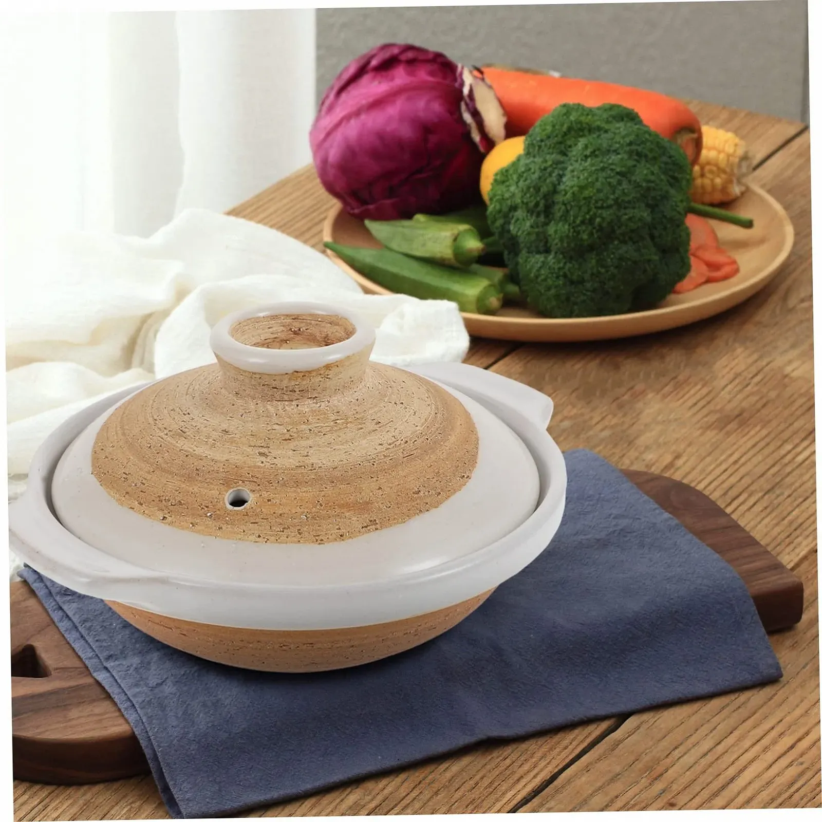 Форма для запекания SOLUSTRE Donabe керамическая 18 см термостойкая с крышкой, фото №5