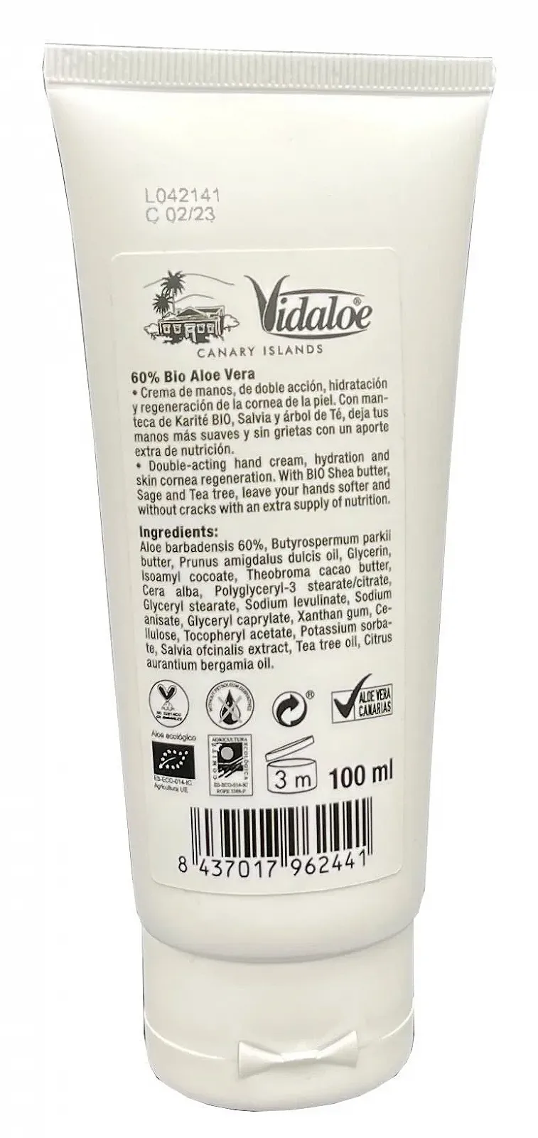 Крем для рук Vidaloe Натуральний та Екологічний Алое Вера 100 мл, фото №2