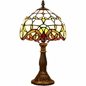 Настільна лампа Tiffany Retro ручної роботи вітражне скло 37 см E27 Різнокольорова - Фото 1