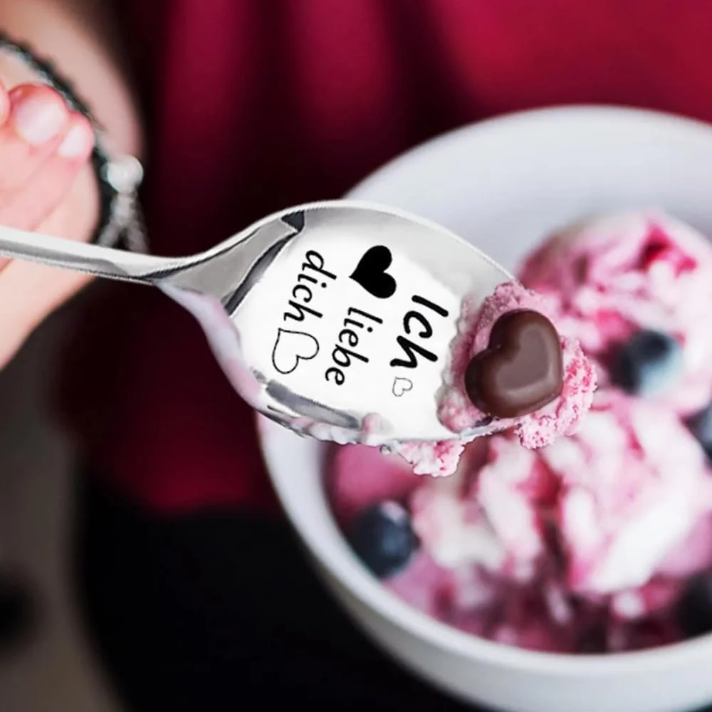 Ложка для кави Ich Liebe Dich для жінок та чоловіків з гравіюванням, фото №5