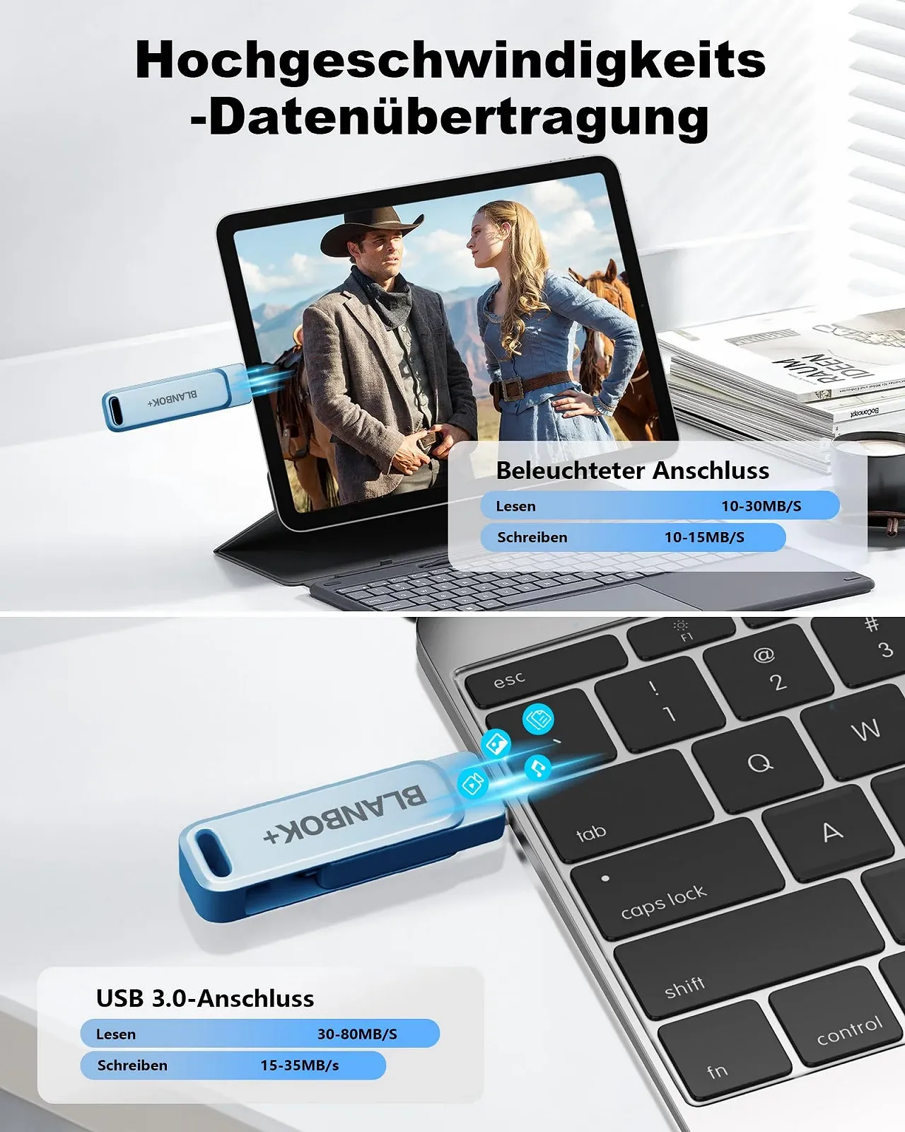 Flash Drive Apple MFi Certified 3-in-1 Lightning/USB/Type-C 256 GB Blue, фото №3 Flash Drive Apple MFi Certified 3-in-1 Lightning/USB/Type-C 256 GB Blue, фото №3