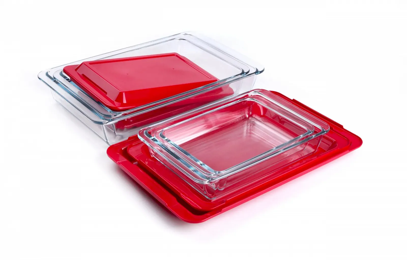Набор форм для запекания из закаленного стекла с крышками прямоугольных 8 шт. 1 л, 1.7 л, 2.8 л, 4.2 л, фото №8