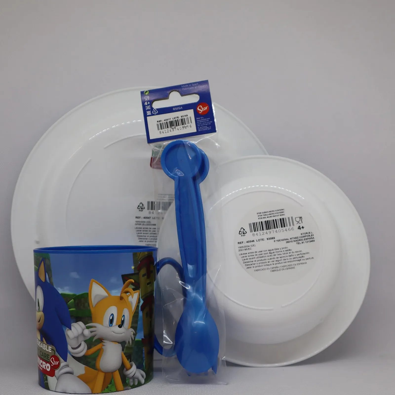 Набор детской посуды Sorrisini Sonic: тарелка, миска для каши, чашка 350 мл, детские столовые приборы, фото №4 Набор детской посуды Sorrisini Sonic: тарелка, миска для каши, чашка 350 мл, детские столовые приборы, фото №4