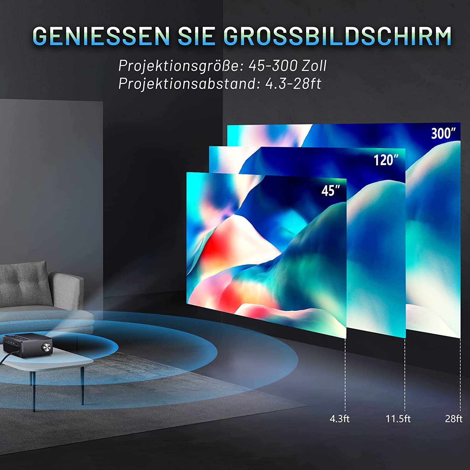 Проектор Clokowe YG661 Full HD Wi-Fi Bluetooth, фото №5