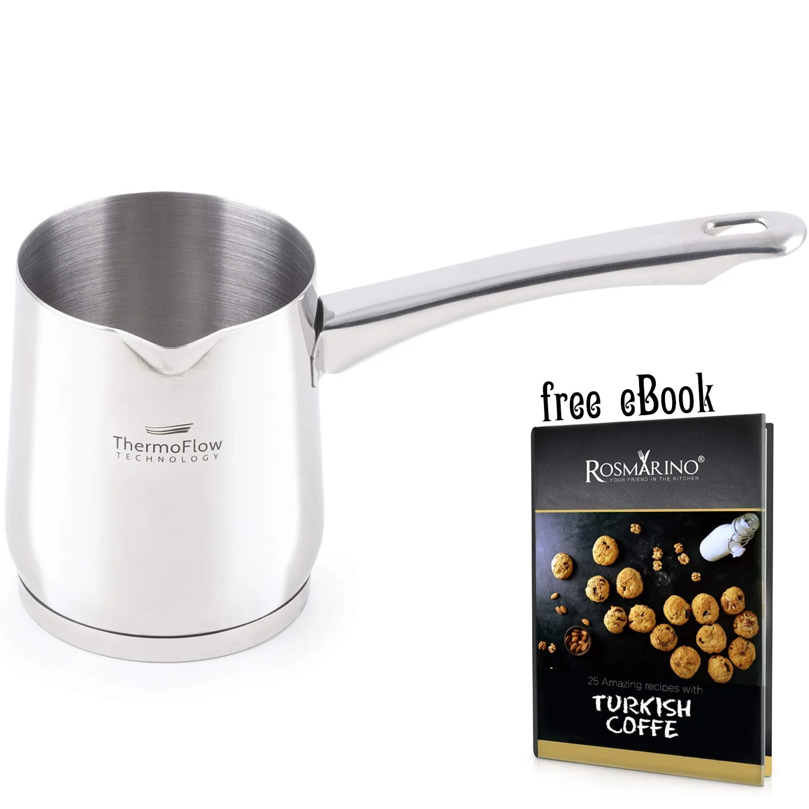 Турка Rosmarino Stainless Steel Induction Mocha Pot - сучасна турецька джезва, фото №1 Турка Rosmarino Stainless Steel Induction Mocha Pot - сучасна турецька джезва, фото №1