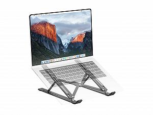 Подставка для ноутбука PureMounts, регулируемая по высоте, складная и эргономичная подставка для ноутбука для домашнего офиса, 7 регулируемых углов обзора, алюминиевая подставка для ноутбука с вентиляцией и нескользящими накладками, черная - Фото 1