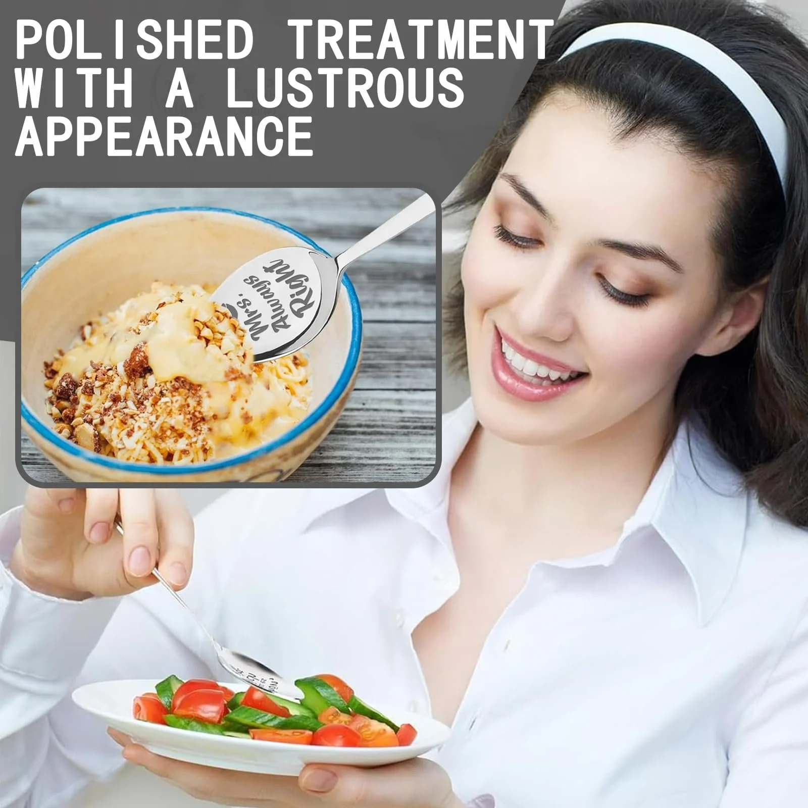 Ложки з гравіюванням Mr Right & Mrs Always Right для наречених, срібне весілля, річниця, фото №3