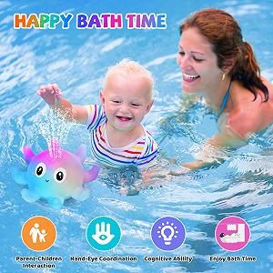 Іграшка для ванни Восьминіг з розпиленням води та підсвічуванням Синій synthetic.ua - Фото 1