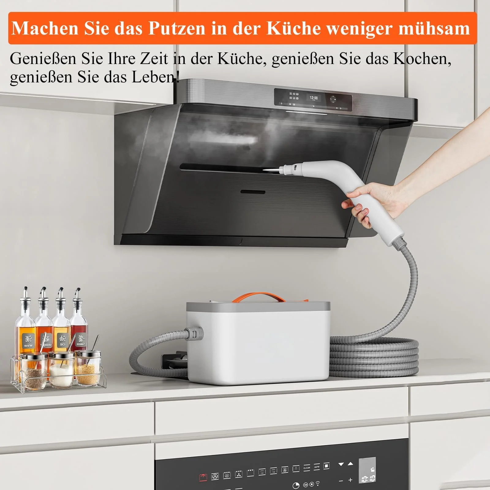 Ручний пароочисник hiee з 6 насадками-щітками, компактний пристрій для ефективного глибокого очищення, ідеально підходить для дому, автомобіля та іншого, фото №6