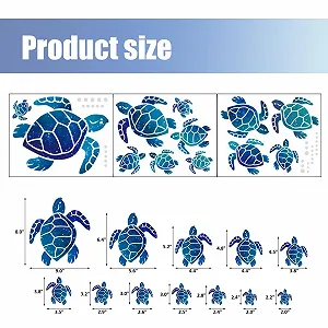 Наклейки на стіну Декоративні сині морські черепахи 12 штук прозорий вініл для дому та ванної synthetic.ua - Фото 1