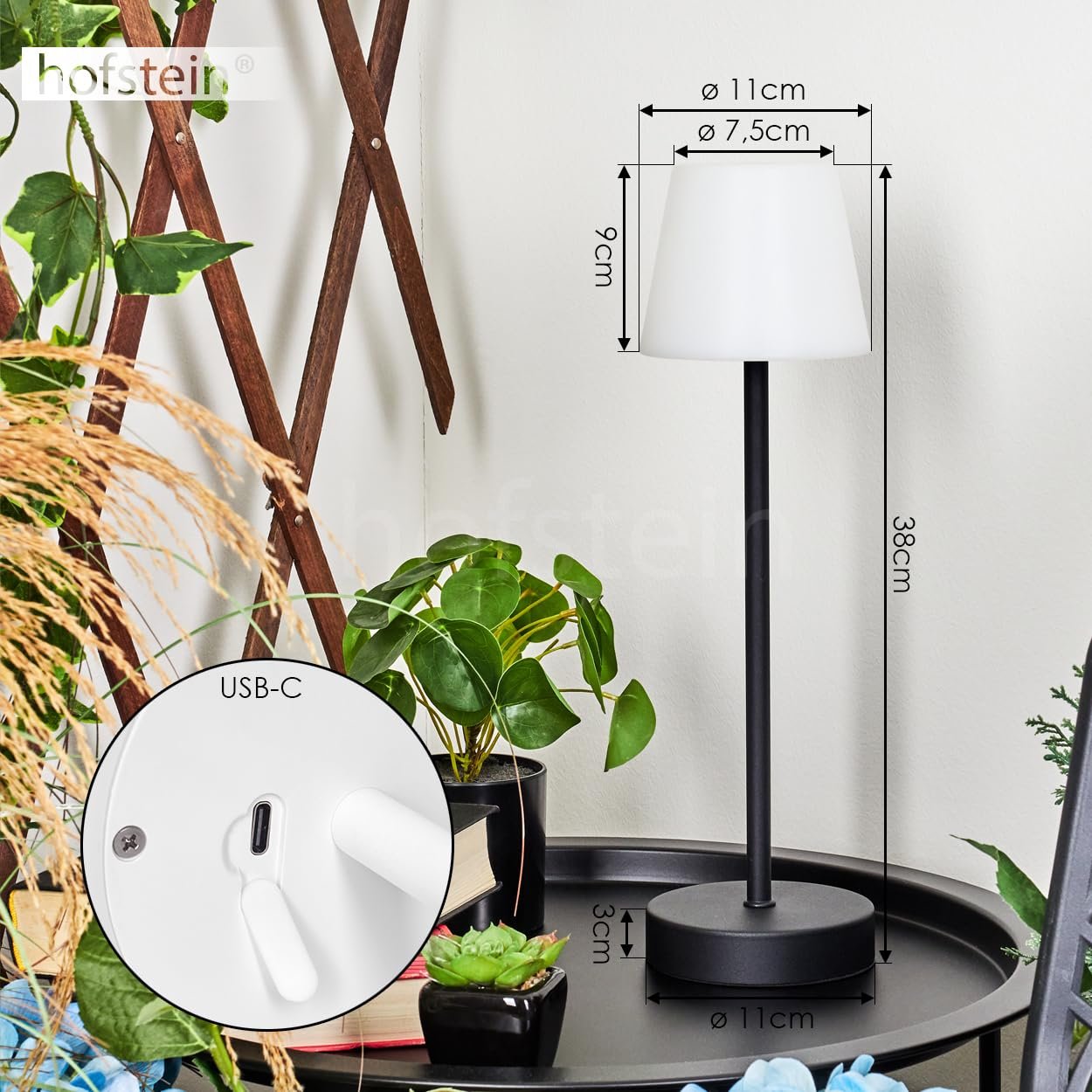 Настільна лампа Maza LED Outdoor Пластик Чорний/Білий 11 см USB-C Battery 2.2 Вт 250 Люмен, фото №5