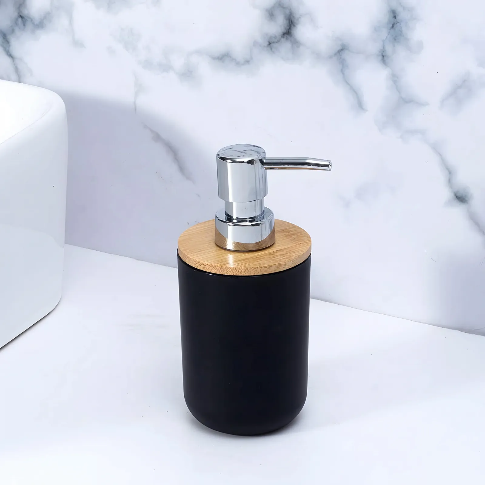 Набір для ванної кімнати Retoo 6 предметів, дозатор мила, тримач для зубних щіток, мильниця, склянка, органайзер, чорний колір, фото №5 Набір для ванної кімнати Retoo 6 предметів, дозатор мила, тримач для зубних щіток, мильниця, склянка, органайзер, чорний колір, фото №5