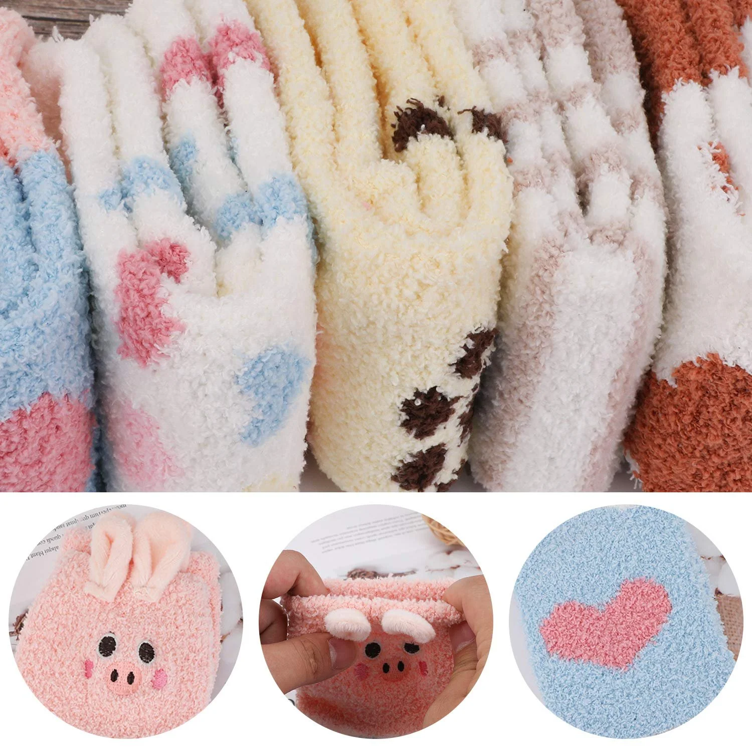Шкарпетки Жіночі Пухнасті 5 пар One size fits all, різнокольорові, фото №3