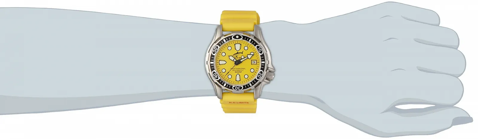 Дайверские часы автоматические CHRIS BENZ Deep 500M, Желтый Doctorfish, Желтый/Желтый, Браслет, фото №6 Дайверские часы автоматические CHRIS BENZ Deep 500M, Желтый Doctorfish, Желтый/Желтый, Браслет, фото №6