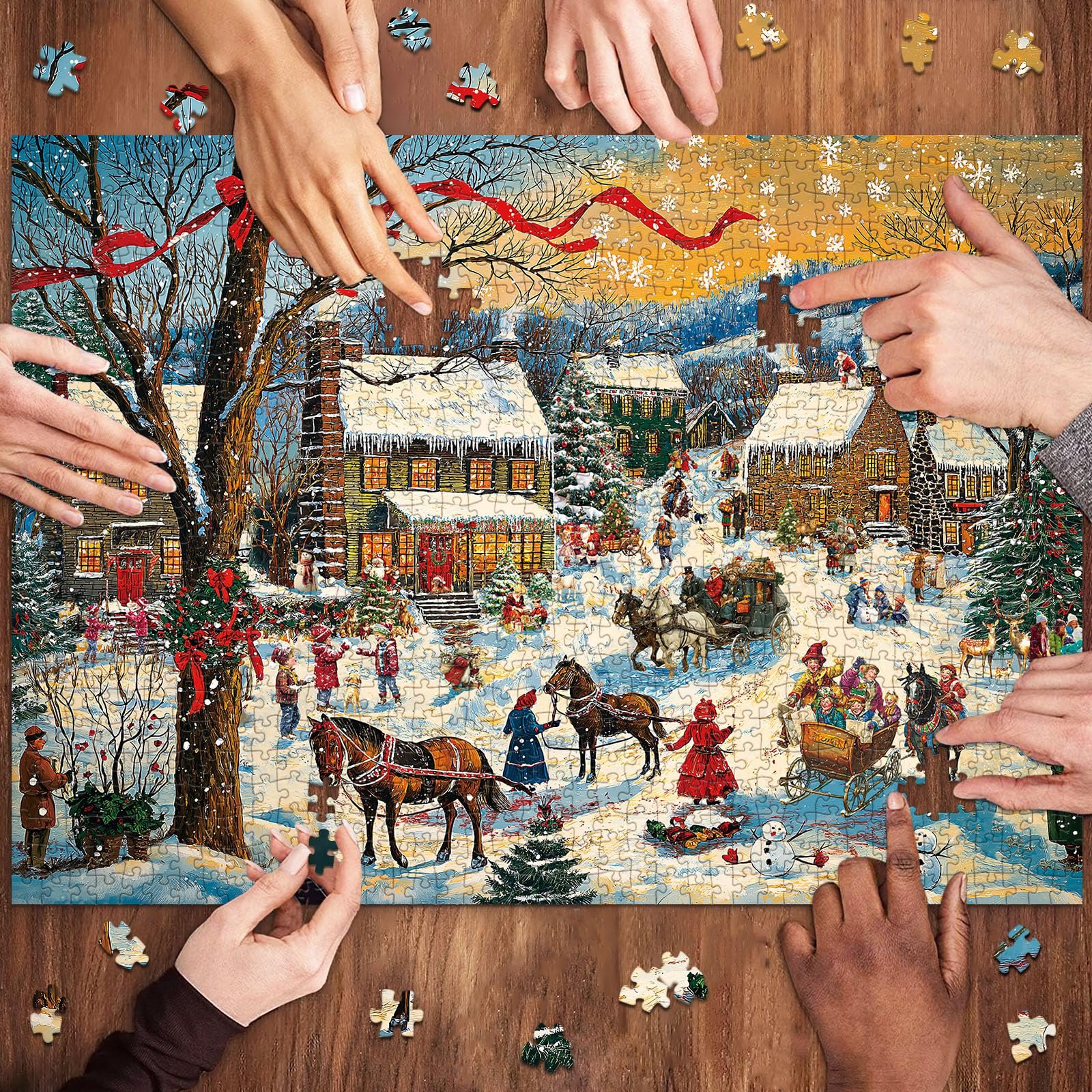 Пазл HUADADA Різдвяний лось 1000 елементів 70 x 50 см, фото №6 Пазл HUADADA Різдвяний лось 1000 елементів 70 x 50 см, фото №6