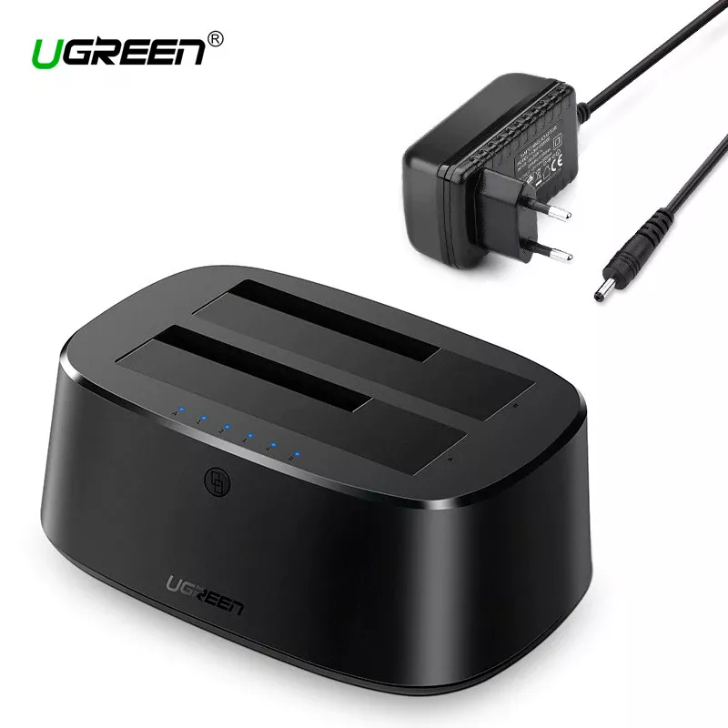 Универсальная двойная док-станция Ugreen CM198 для SATA 2.5 "/3.5" SSD HDD до 24 ТБ 2 x 12, фото №1