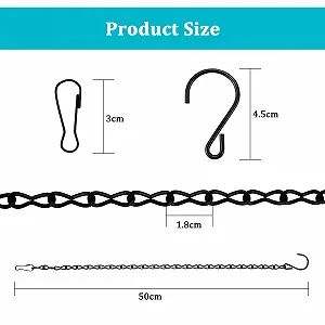 Ланцюжки для підвісних кошиків 8 шт. Метал 50 см Чорний З гачками та затискачами synthetic.ua - Фото 1