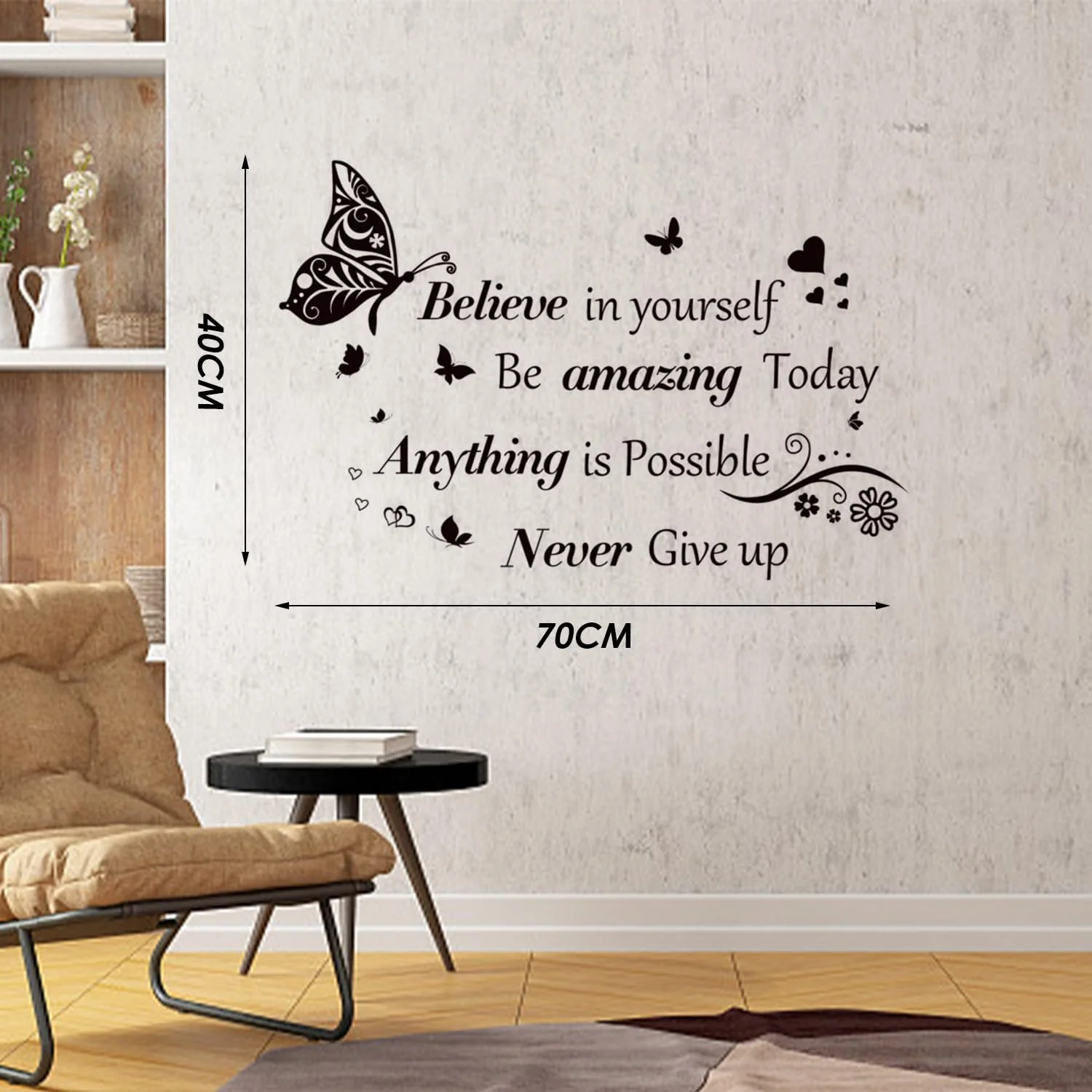 Наклейки на стіну Butterfly Love метелики та написи чорні 2 шт., фото №4