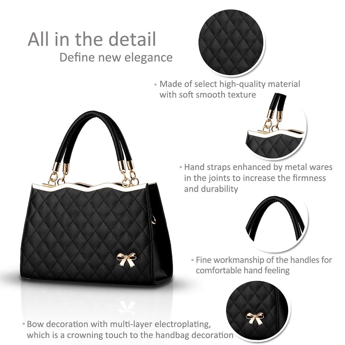 Сумка Nicole&Doris, женская, с ручкой, патентованная кожа, ракушка, черная, фото №7