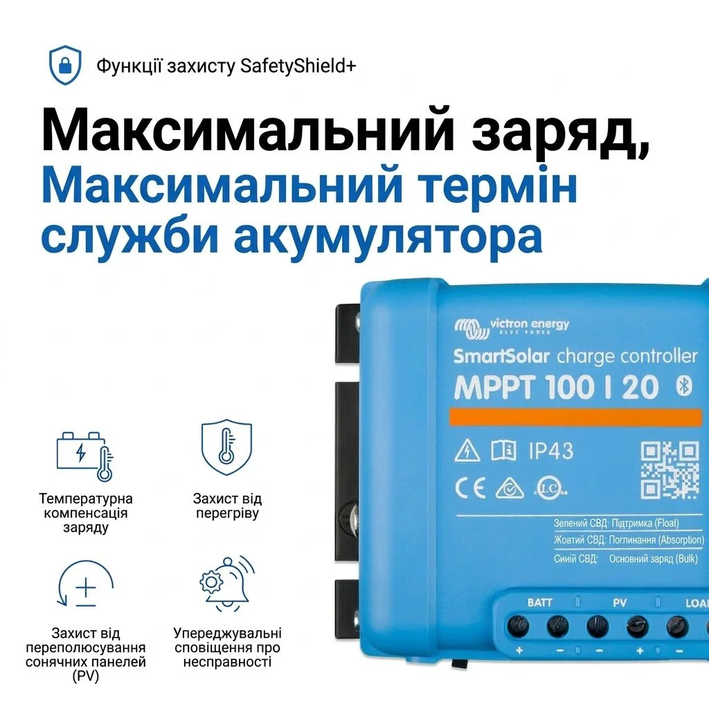 Контролер заряду Victron Energy SmartSolar MPPT / 12/24/48В / 20А / Bluetooth, фото №2