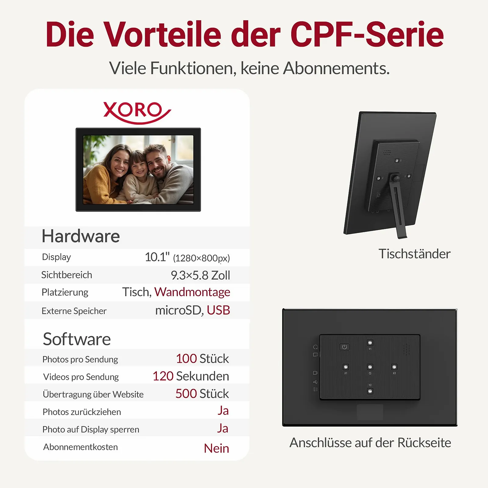 Цифровая фоторамка XORO 10.1 Inch 1280 x 800 HD IPS Touch Display 16 GB WiFi, фото №7