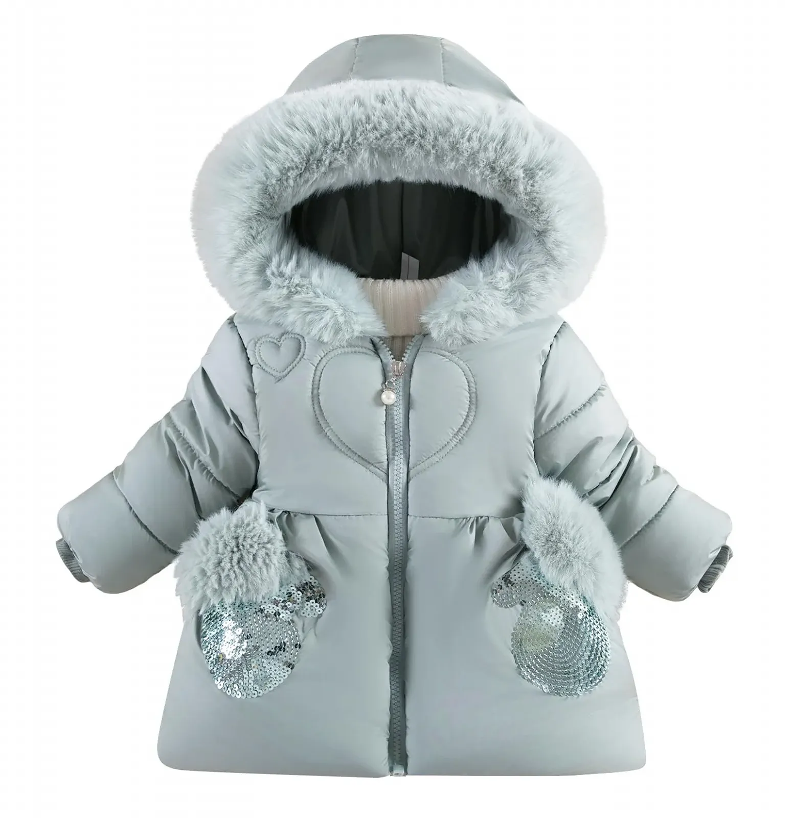 Куртка SEAUR Теплая Зимняя Куртка для Девочек с Капюшоном, Ветрозащитная, Толстая, Пуховая, Мягкая и Удобная, фото №1