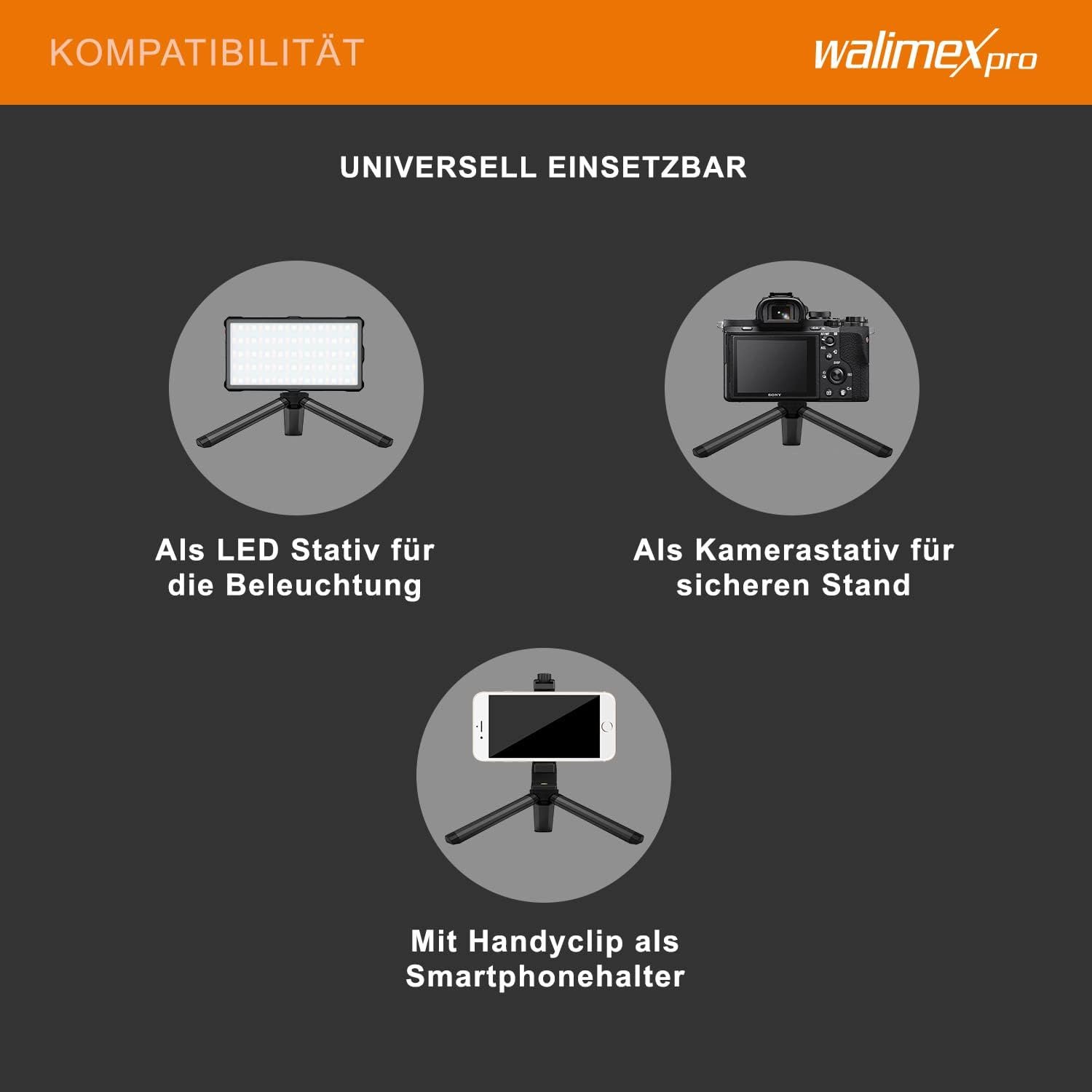 Штатив Walimex Pro 2-in-1 Mini Tripod XL Чорний (23137), фото №5