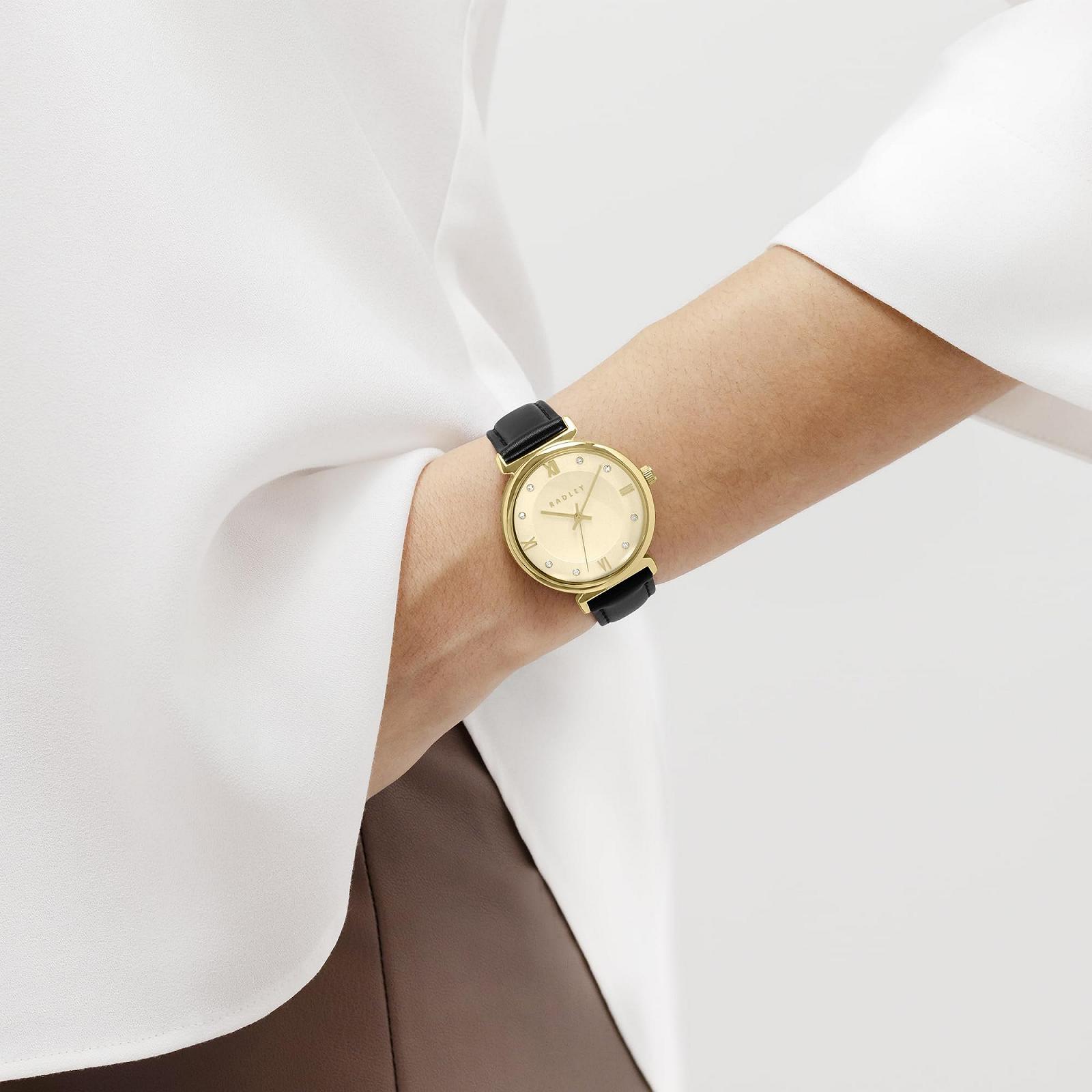 Годинник RADLEY T Bar 35мм Золоте покриття Чорний шкіряний ремінець, фото №3