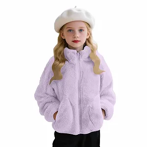 Пальто детское зимнее плюшевое на молнии с карманами, однотонное synthetic.ua - Фото 1