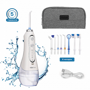 Ирригатор для полости рта H2ofloss Travel Kit HF-6 с насадками White - Фото 1