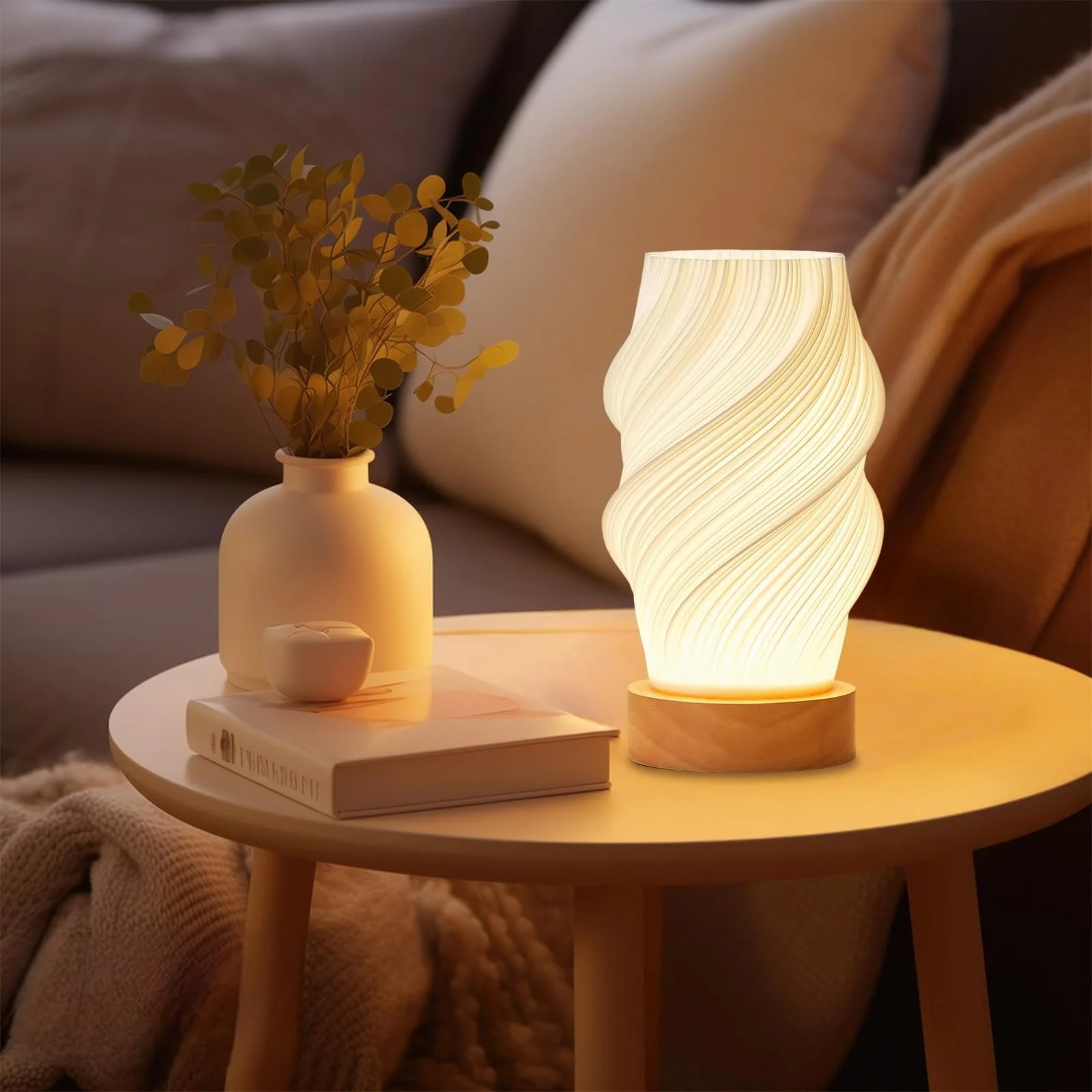 Настільна лампа LED з дерев'яною основою 3 режими 9 рівнів димована (F), фото №7