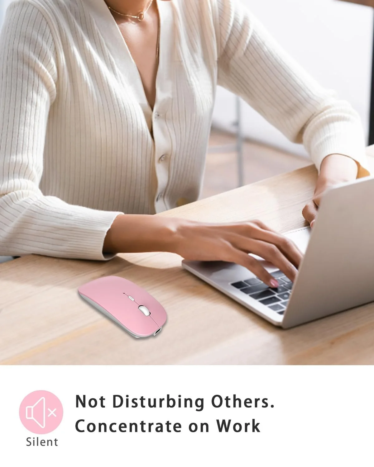 Мышь Bluetooth ANEWISH AE WISH Беспроводная Перезаряжаемая 3 DPI Розовая, фото №4