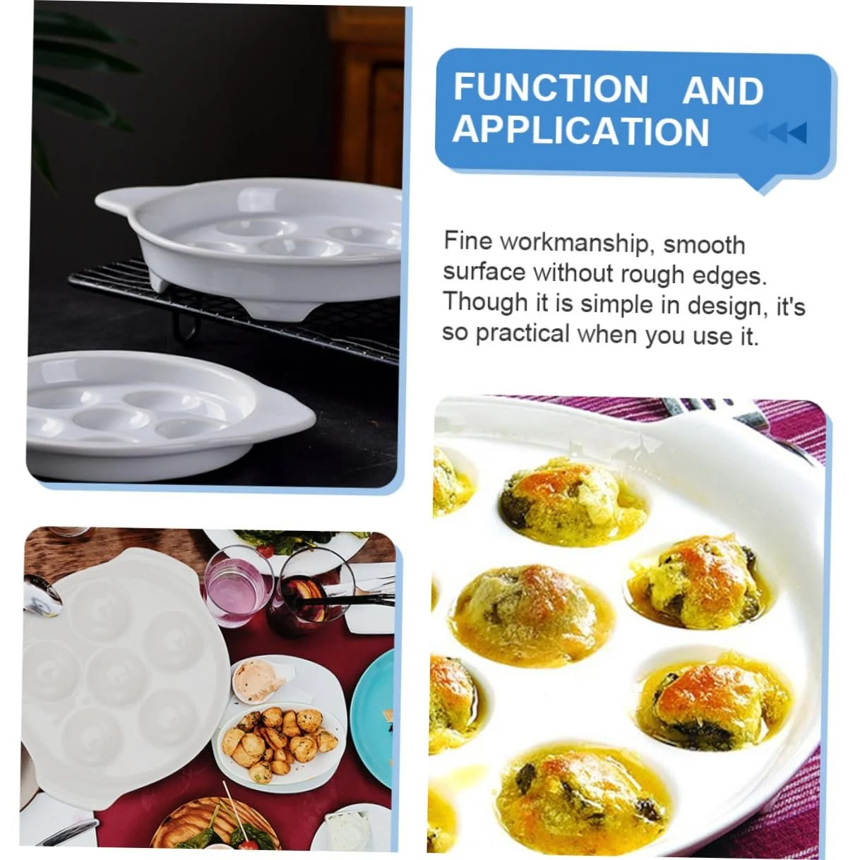 Формы для запекания Veemoon Набор 2 шт Керамические с ручками для улиток Белые, фото №7 Формы для запекания Veemoon Набор 2 шт Керамические с ручками для улиток Белые, фото №7