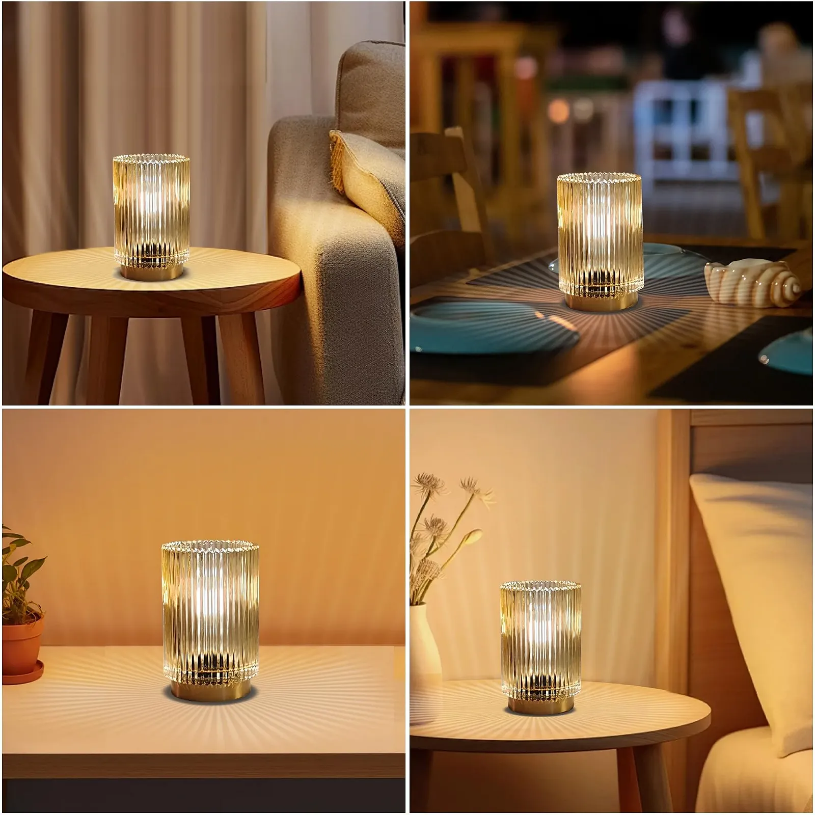 Настільна лампа Бездротова Скляна Акумуляторна Бурштиновий, фото №6