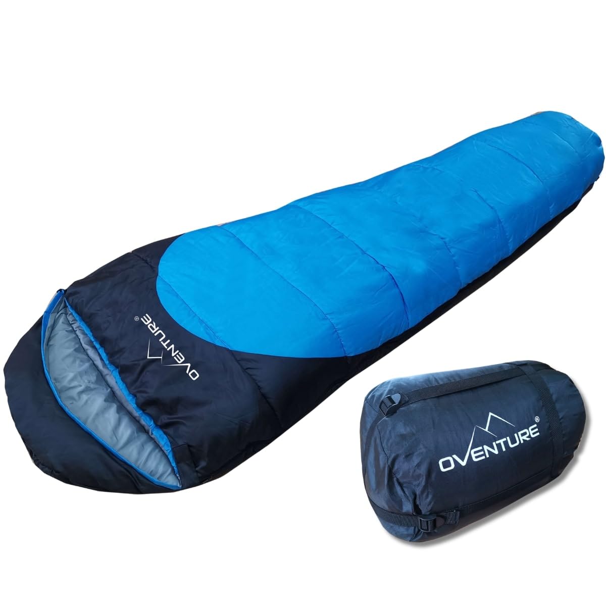 Спальный мешок Oventure Cosmic Mummy | 210 x 80 см | Комфортная температура 8°C - 10°C | С капюшоном | Лёгкий | С чехлом | Поднятый конец для ног | Водоотталкивающий | Для кемпинга и путешествий, фото №1